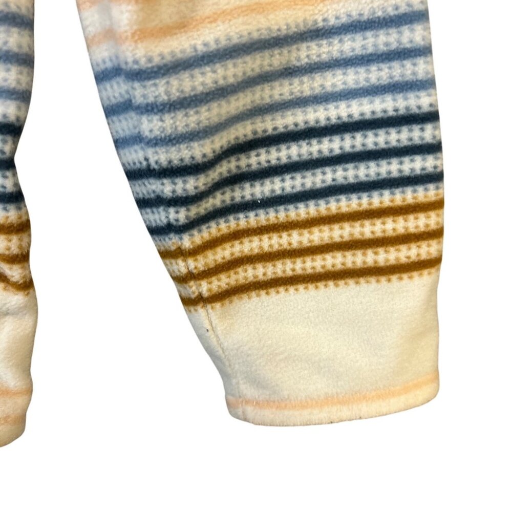 Women's Large ONeill Striped Fleece Hoodie Beige Blue Brown EUC - Picture 3 of 10